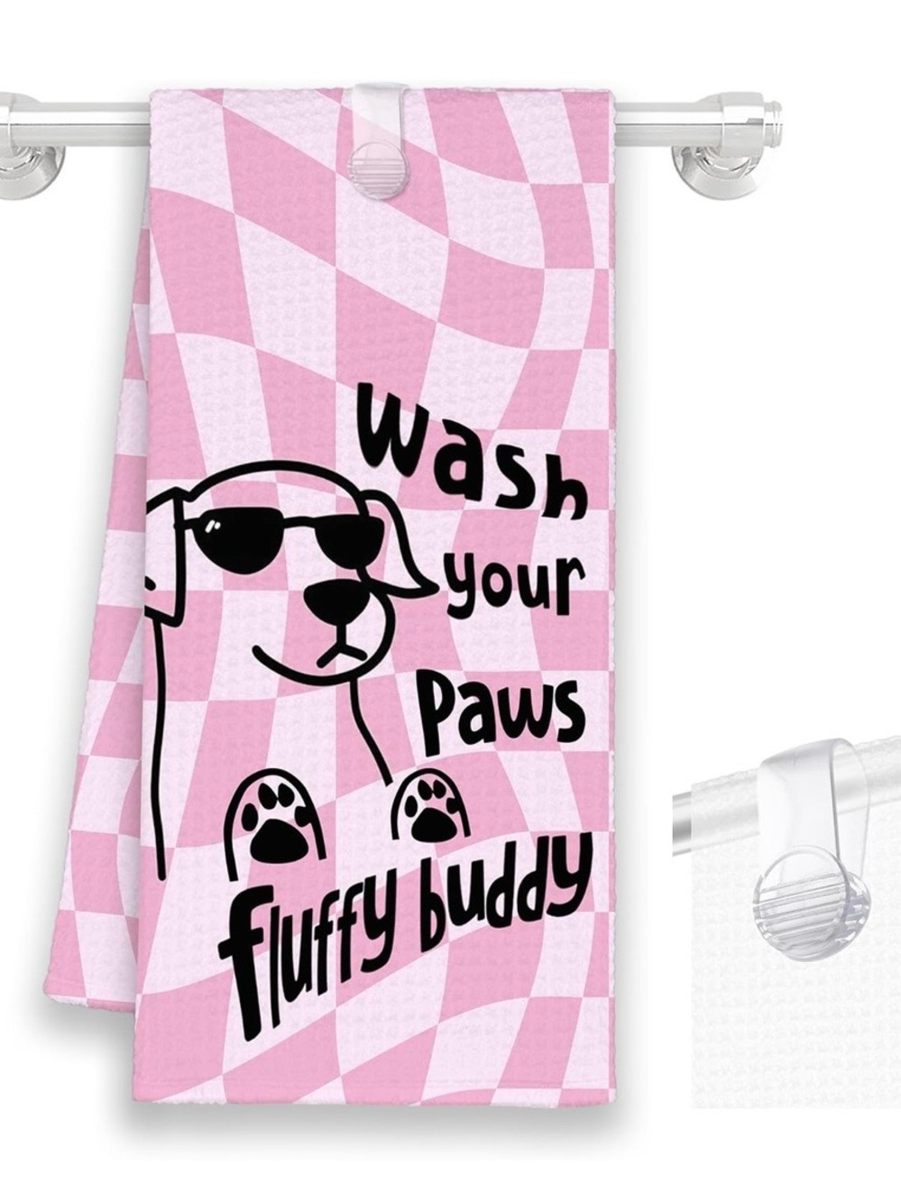 Pink fluffy buddy Dog Kitchen Towels